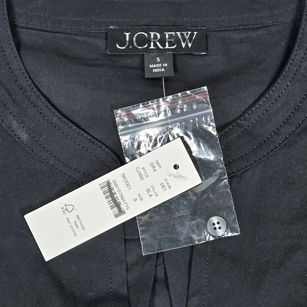 J. Crew Delilah dress‎ in cotton poplin Black CJ492 S Short Sleeve Casual Summer